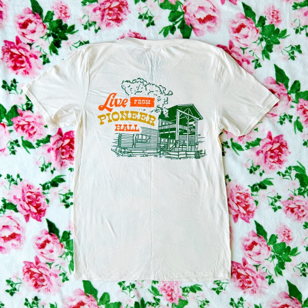 new! lost bros x disney hoop dee doo musical revue welcome to pioneer hall tee S
